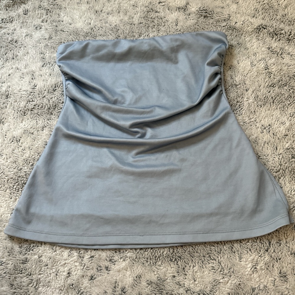 Elegant Strapless Blue Dress